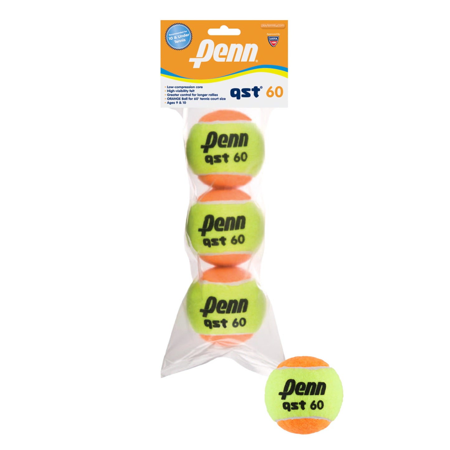 Penn QST 60 (3-Pack) Junior Tennis Balls