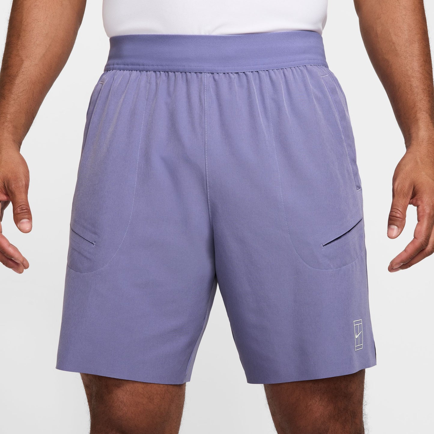 Short de tennis NikeCourt Advantage Dri-FIT 20 cm pour homme, Améthyste poussiéreuse/Blanc