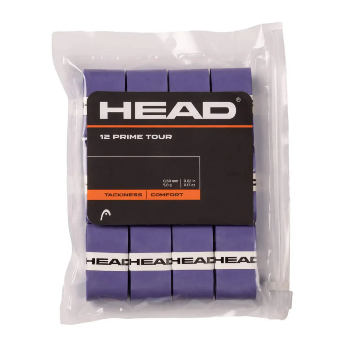 Prime Tour 12pcs Clear polybag OverGrip Purple Head