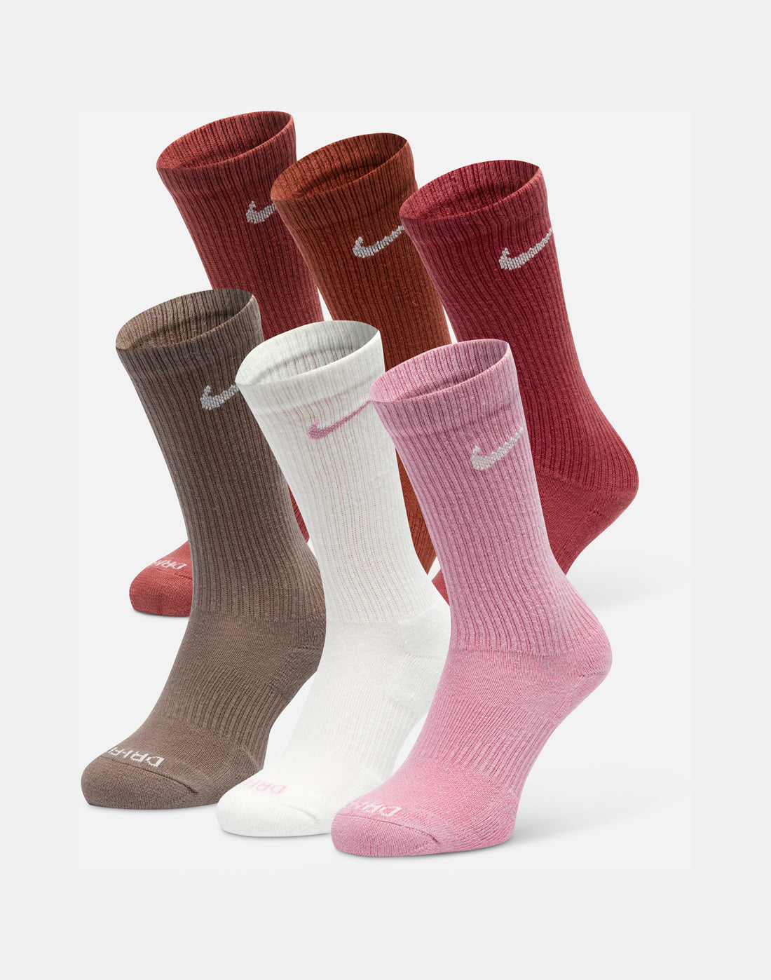 Nike Every Day Plus Cushioned Training Crew Socks (6 Pairs) Multi-Color: (936)