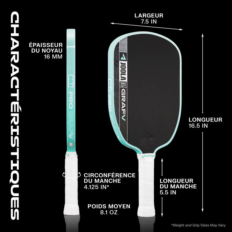 JOOLA Graf Pro V Steffi Graf Seaside Green 16mm Pickleball Paddle JOOLA