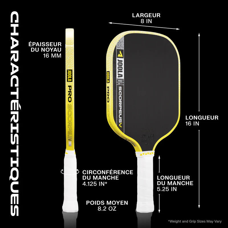 JOOLA Scorpeus Pro V Anna Bright JOOLA Yellow 14mm Pickleball Paddle JOOLA