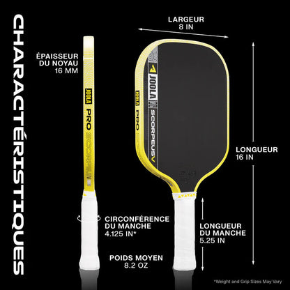 JOOLA Scorpeus Pro V Anna Bright JOOLA Yellow 14mm Pickleball Paddle JOOLA