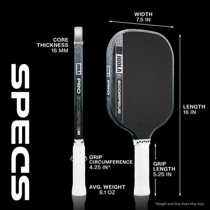 JOOLA Scorpeus Pro V Collin Johns Club Green 16mm Pickleball Paddle JOOLA