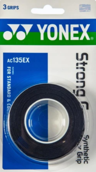 Yonex Strong Grap overgrip for tennis rackets, shown wrapped around a tennis racket handle, enhancing grip and comfort.