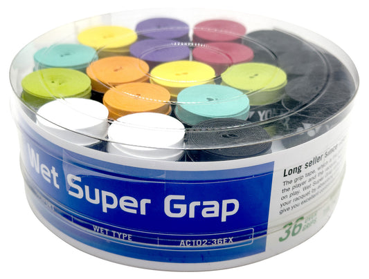 YONEX WET SUPER GRAP - Assorted Colour (Pack of 36 Wraps)
