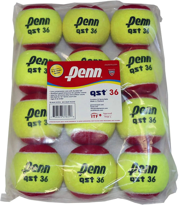 Head Penn QST 36 Felt Red Tennis Balls - 6X12 Case (72 Balls) Head